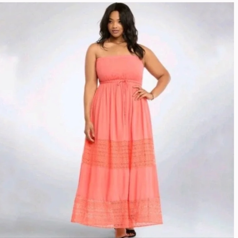 Torrid Orange Strapless Maxi Dress
